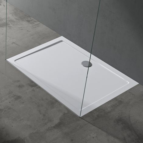 doporro Bac à Douche Antiglisse Receveur de Douche Rectangulaire Blanc Acrylique Faro2 90x120x4cm + Bonde AL02 (1/5)