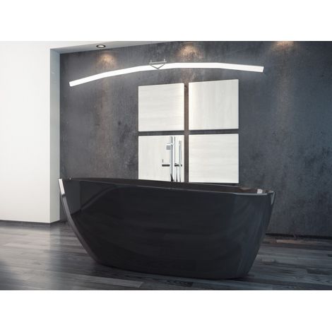 Azura Home Design – Baignoire îlot GOYA noire 160 x 70 cm – Fonte minérale – Bonde clic-clac en chrome – Design ergonomique pour confort optimal