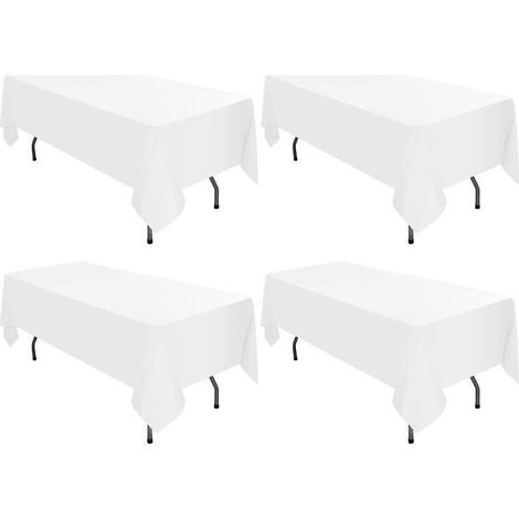 Lot de 4 Nappes Rectangulaires147 x 259 cm Résistant aux Taches et aux Rides Lavable Décoratif Nappe pour Banquet de Mariage Fête (1/4)