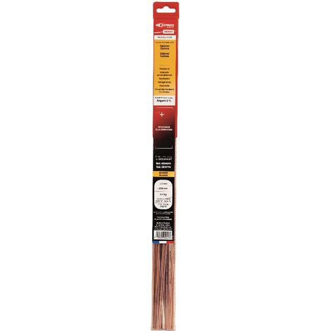 Baguettes EXPRESS Argent 2% - Ø 2 mm x L 500 mm - Blister de 0.5 kg - Assemblage Cuivre/Cuivre - Cuivre/Lation - GE202C