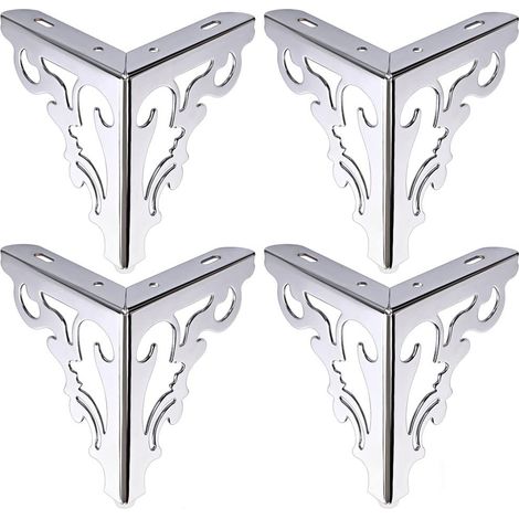 4pcs canapé moderne pied de table armoire Metal feets acier inoxydable meubles pied de table (argent, 15cm) (1/5)