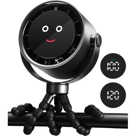 USB rechargeable desk fan, 5 speeds, quiet operation, 180° adjustable, suitable for office, bedroom, home and travel (white) (1/5)