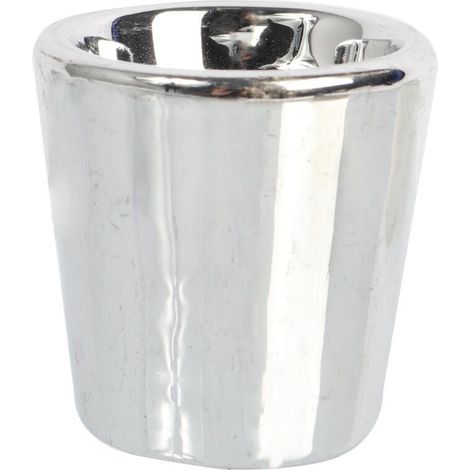 Portacandele in ceramica, color argento, 6 cm (1/2)