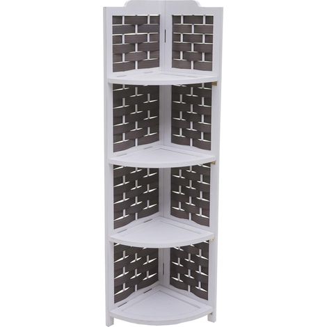 Mensola angolare a 4 livelli in legno di paulownia Traliccio decorativo 110 cm in polietilene bianco antracite 040008638