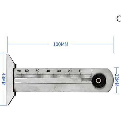 Règle de mesure de profondeur de sculpture de pneu de voiture en acier inoxydable (1/4)
