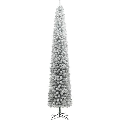 Albero di Natale Albero natalizio Albero festivo Sottile con Base e Neve Floccata 270 cm PVC (1/5)