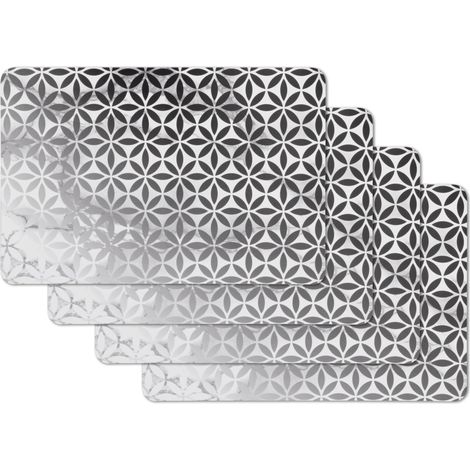 Lot de 4 Sets de Table Motif Cercles Noirs et Blancs - 45 x 30 cm - Lavables - Protection de Table - Anti-Taches et imperméables - Qualité Alimentaire (1/5)