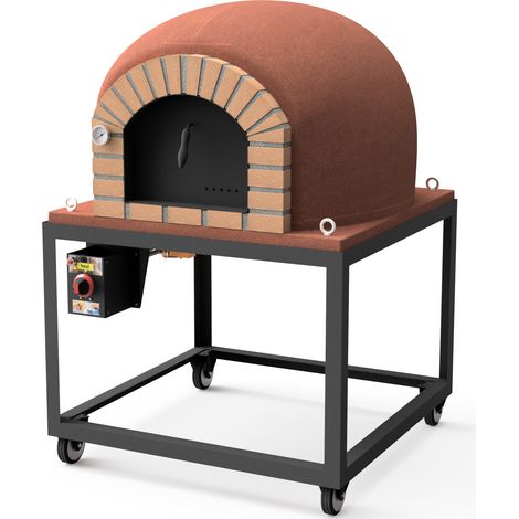 MOVELAR - Horno de Leña Exterior de Obra STROMBOLI (Burdeos - 80 x 80 x 152 cm) – Horno de jardín en hormigón refractario, ideal para pizzas, aislado con corcho, 3 mantas cerámicas - REF: M00115 (1/5)