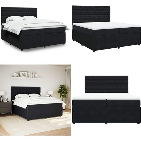 Giroletto a Molle con Materasso Nero 200x200 cm in Velluto - Materasso a molle - Letto a molle