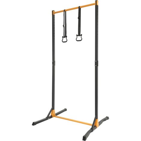 Station de traction avec 2 cordes de serrage, hauteur réglable de 160 à 215 cm, capacité de 400 kg, tour de fitness, multifonctionnelle, station de dip autonome (1/5)