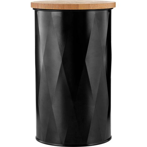 Premier Housewares Rhombus Black Metal Medium Round Storage Canister (1/4)