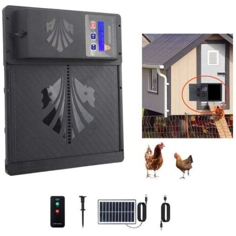Automatic Solar Powered Chicken Coop Door IP45 Waterproof USB 3-in-1 Automatic Chicken Coop Door Opener with Timer and Light Sensor for Home and Farm