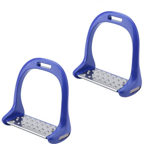 Étrier d'équitation en acier inoxydable antidérapant, selle en aluminium peinte en bleu (1/5)