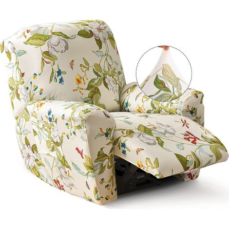 Housse pour fauteuil inclinable, extensible, douce, antidérapante, protection de meubles avec poche, housse ajustable pour canapé, pour chaise relax Lazy Boy (beige/vert olive) (1/5)