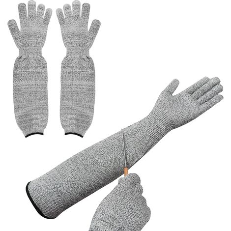 2 paire gants de protection contre les coupures de cuisine 50 cm Résistants aux coupures Gants de jardin pour homme et femme manches anti coupures Gants de chaîne résistants aux (1/5)