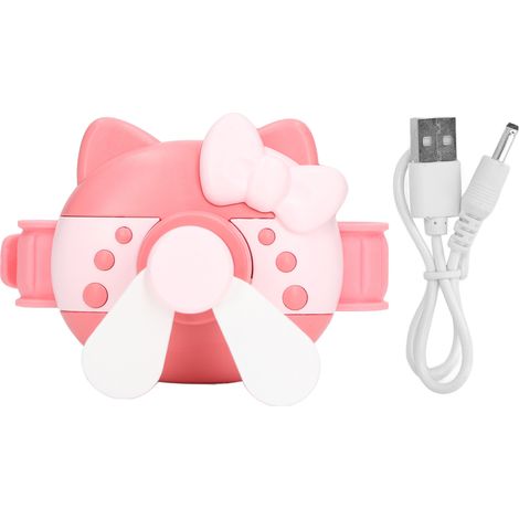 Ventilateur de Poignet Mini USB Rechargeable Portable pour Enfants Filles - Rouge Corail (1/5)