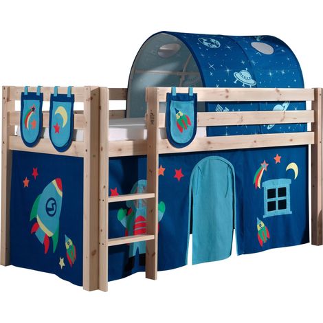 Lit Mi-Hauteur 90x200 Sommier Inclus et Housse Astro Vipack Pino - Bois (1/4)
