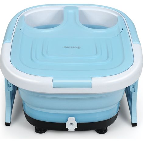 Bain de Pieds Thalasso Balnéothérapie avec Télécommande Cuve Repliable Lumière Infrarouge avec Massage à Bulles et Vibration Bleu CW5066 Maison Chic