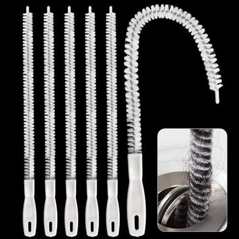 6 Pièces Brosse de Nettoyage Drain D'égout 45cm Évier Flexible Débouchage Canalisation Vidange Drague Outil pour Salle Cuisine Bains -