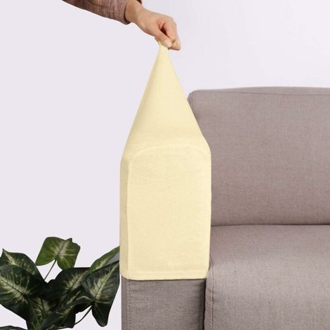 2-teiliger Sofa-Armlehnenbezug, dehnbarer Sofabezug, Möbelschutz, Armlehnenbezug für Relaxsofas (Beige)