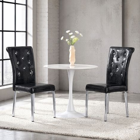 Set di 2 sedie da pranzo retrò effetto pelle di alligatore nere DESVIAE (1/5)