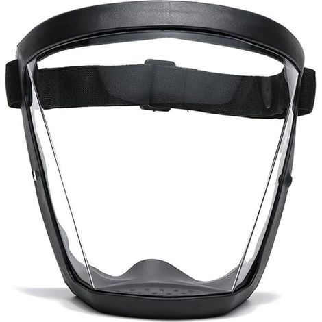 Masque facial super protecteur, masque antibuée, masque facial transparent pour adulte, masque facial en plastique (noir) (1/4)