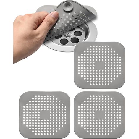 3 Pcs Protection de Drain de Silicone,Filtre Evier avec Ventouse,Filtre de Couverture de Drain de Baignoire,Filtre D'éVier de Cuisine,Filtre à Cheveux et Saletés pour Cuisine,Bain et Baignoire(Gris) (1/5)