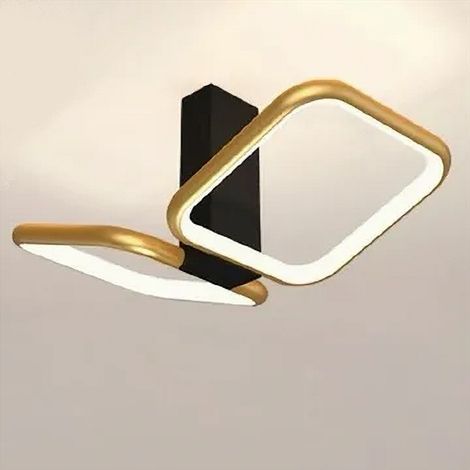 TRADE SHOP - Plafoniera Led 20watt 2 Quadrati Oro Design Moderno Lampadario Da Soffitto 50575 -