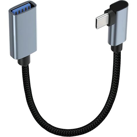 USB-C auf USB-A 3.0 OTG-Adapter, 90-Grad-Winkelkabel Typ C Stecker auf Typ A Buchse, schnelle Datenübertragung, kompatibel mit Smartphones und Laptops (1/5)