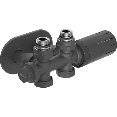 Mexen G05 thermostatisches Winkel-/Geradeset mit Maskierung R, Duplex, DN50, anthrazit - W908-958-905-66 (1/3)