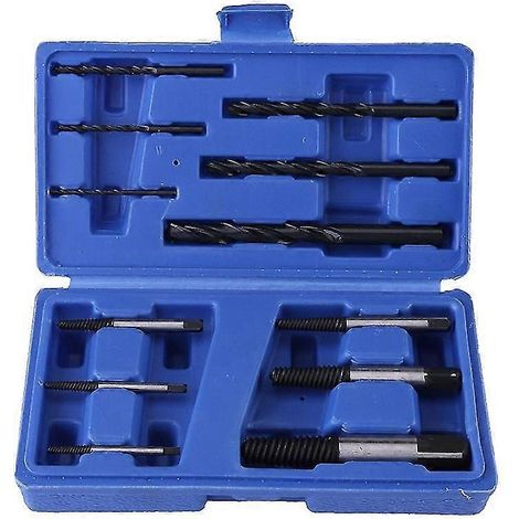Extracteur de vis cassées, coffret de 12 pièces avec embouts de foret, extracteurs d'écrous, de vis et de boulons endommagés, extracteurs de goujons, 6 forets, outil d'extraction universel et coffret (1/4)
