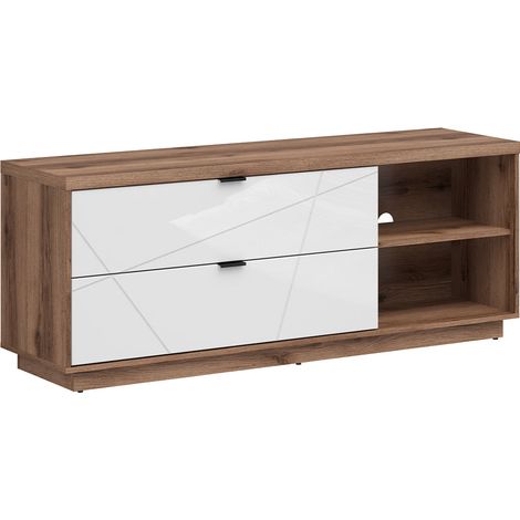 Mobile TV 2 cassetti Sven bianco e marrone 156cm (1/5)