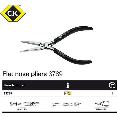 C.K. T3789 Pinza plana recta negra 145 mm