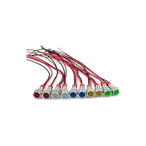 10pcs 6mm Voyant LED 12V 24V AC DC Indicateur Lumineux Panneau Diode LED Tableau de Bord Lampe Temoin 12V Mecanicien Ampoule Clignotant LED pour Voiture Bateau Rouge Vert Jaune Bleu Blanc 2 Pieces (1/5)