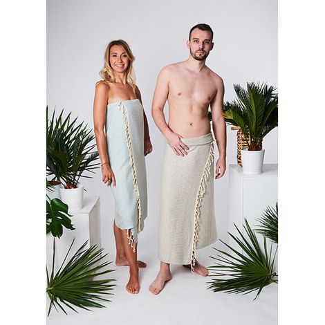 Toalla de ajedrez Hammam 100% algodón natural Yeye Made in Nature Olive (1/5)