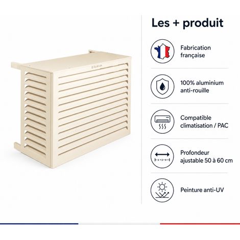 Cache climatiseur Horizon Crème - L90 x H70 x P 50-60 - Made in France