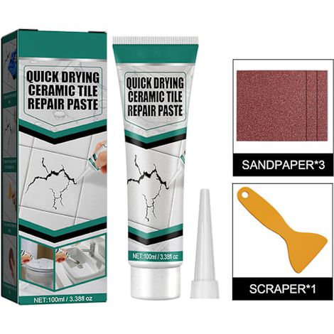 LYERCW - Pâte de réparation pour carrelage céramique, séchage rapide, étanche, colle de réparation pour toilettes et baignoires