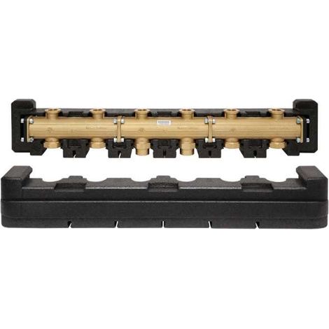 PAW Modulverteiler Verteilerbalken 3-fach DN25 1" isoliert MV 3, 830mm erweiterbar 34133 (1/2)