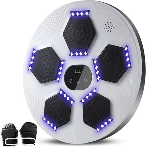Bluetooth Musik Boxen Maschine, Elektronische Boxmaschine, Indoor Boxgerät mit Musik, Wand Elektronische Music Boxing Training Machine mit Beleuchtung，white