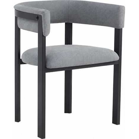 Pack de 4 sillas de comedor de chenilla gris con respaldo envolvente y estructura metálica (1/5)