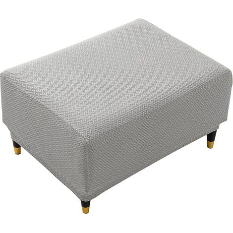 1 Housse De Pouf Carrée Extensible Gris Clair Pour Repose-Pieds 88-111cm Protection Meuble Salon (1/5)