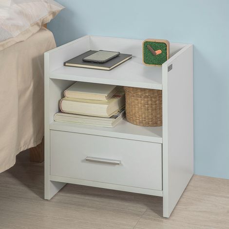 SoBuy Comodino Comodino da letto con cassetto Bianco FBT66-W (1/5)