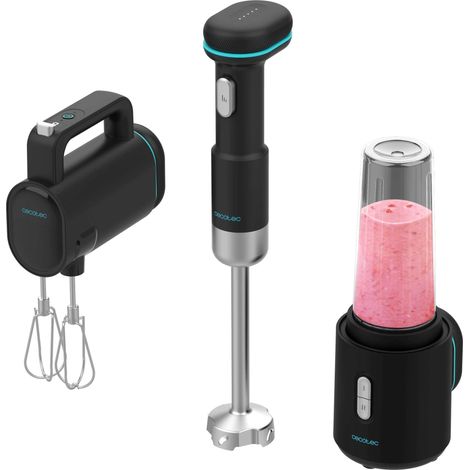 Packung mit Stabmixer, Standmixer und Akku-Handmixer. Einschließlich aller Zubehörteile.