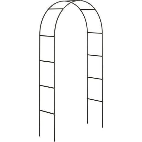 Arche à rosiers de jardin en métal 240 cm pour plantes grimpantes design moderne en acier noir (1/5)