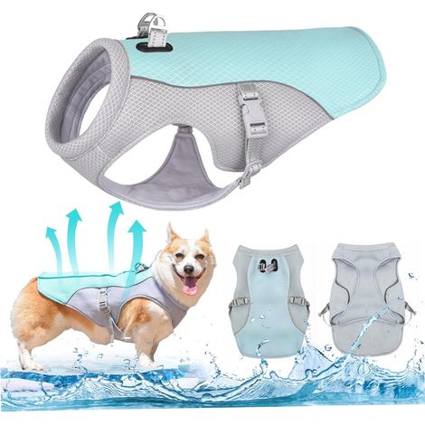 Kühlweste für Hunde (Blau, XL) – Kühljacke für Hunde – Kühlweste für Hunde – Hundekühlung – Kühlweste – Mit verstellbarem D-Ring – Atmungsaktives Netzgewebe (1/5)