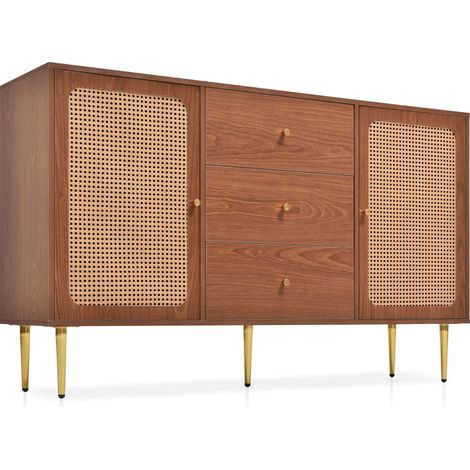 Madia con 2 ante e 3 cassetti effetto noce 150 x 40 x 90 cm HOMVRA (1/5)