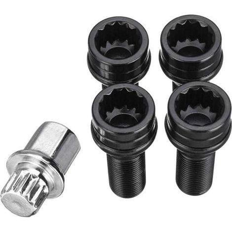 M14 X 1,25 Roue Boulons De Blocage Écrou Noir + Clé Compatible avec BMW Mini R54 R55 R56 R57 R58 R59 R60 F55 F56 F57 Compatibl (1/4)