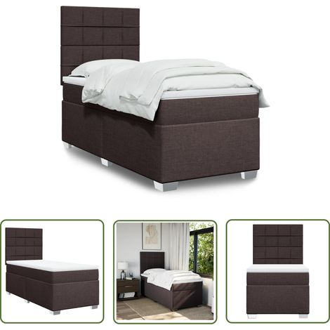 The Living Store Boxspringbett mit Matratze Dunkelbraun 90x200 cm Stoff - Boxspringbett - Doppelbett - Bettsofa - Schlafsystem - Polsterbett (1/5)