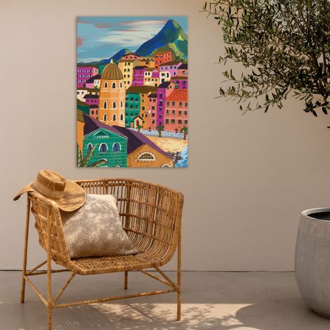 Tableau de jardin Ville de bord de mer 50 x 70cm Multicolore (1/4)