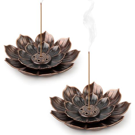2PCS Porte Encens de Lotus en alliage, 6 x 1 cm Brûleur d'Encens en Bâton, Support Encens, 6 Trous avec Collecteur de Cendres pour Maison Bureau Yoga Salle (1/5)